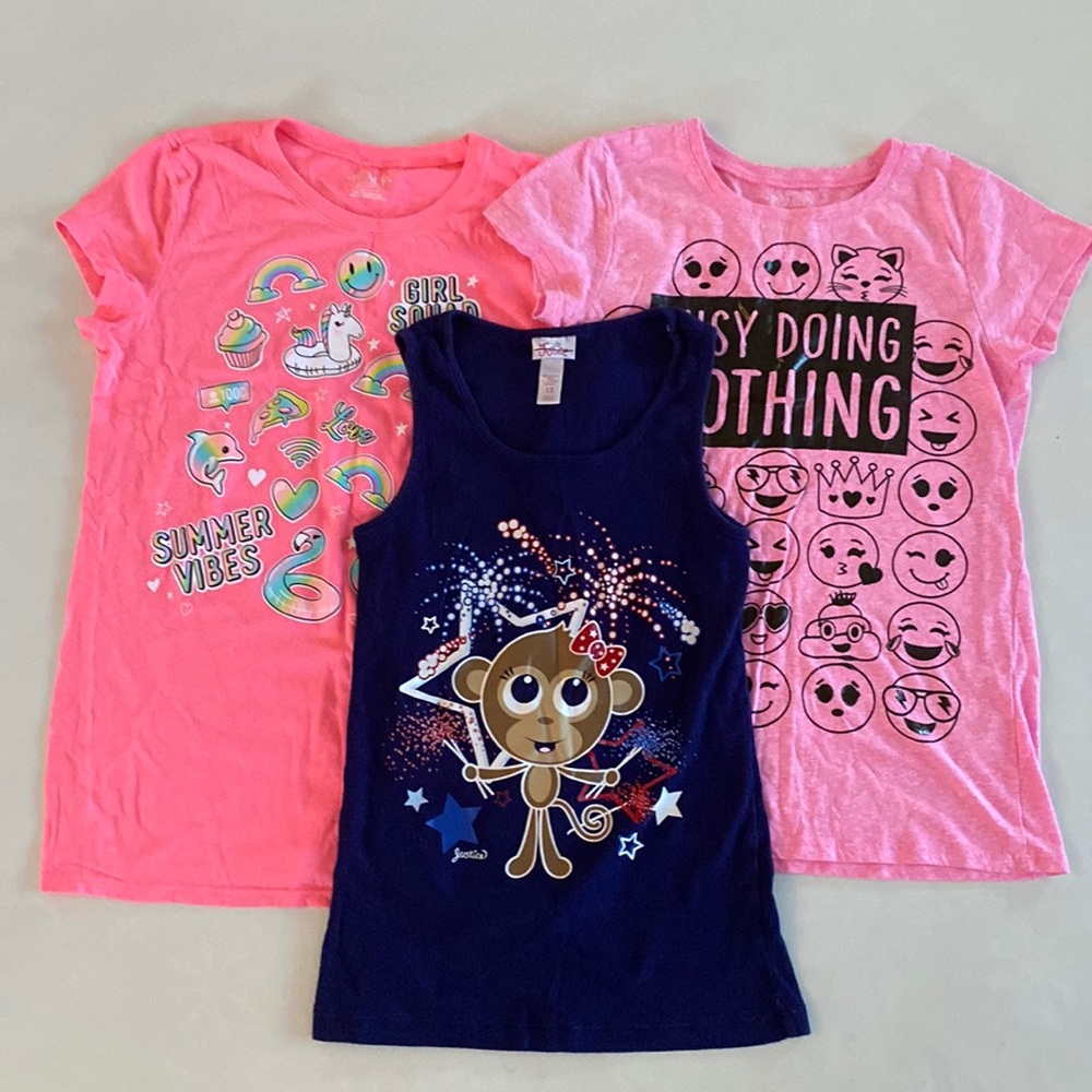 EUC LOT OF 3 Girls Short-Sleeve Tees / Tank Tops Children's Place Justice 10-14